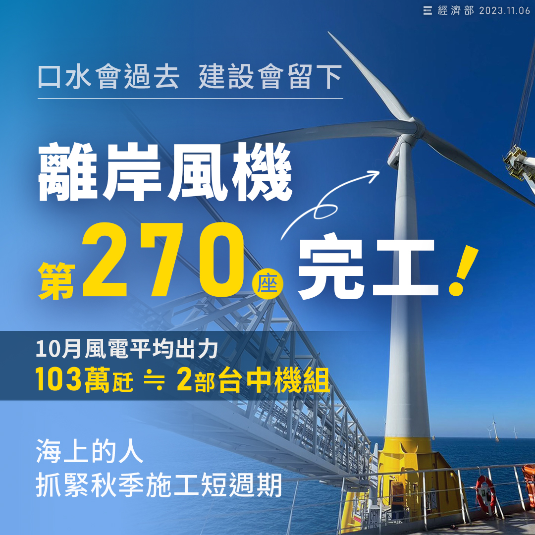台灣第270座風機順利完工